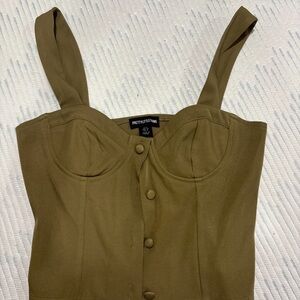 PrettyLittleThing Khaki Button-Up Blouse